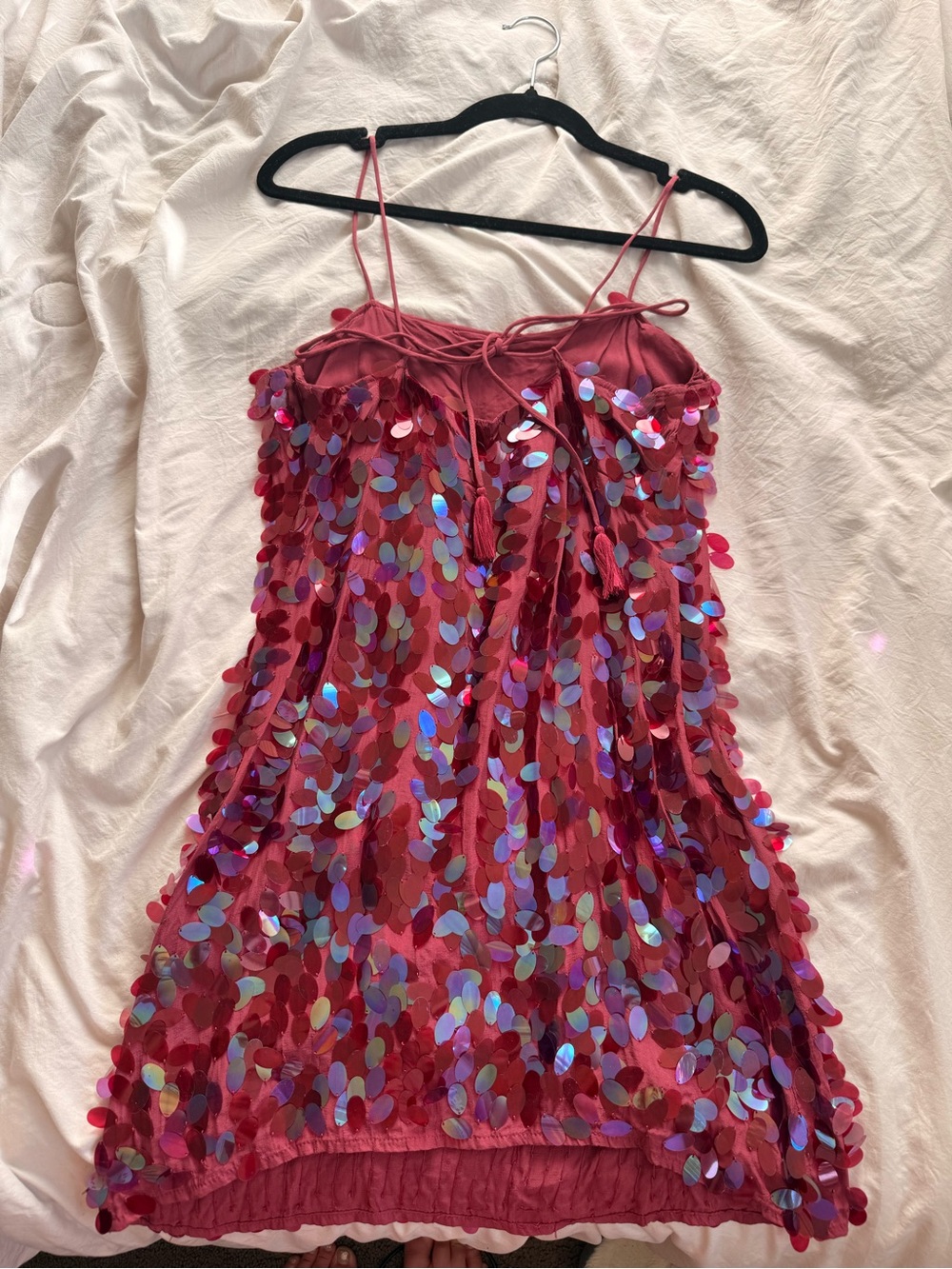 Free People Red Sequin Slip Dress - Picture 2 of 3